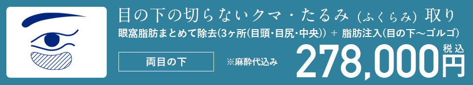 目の下の切らないクマ・たるみ（ふくらみ）取り