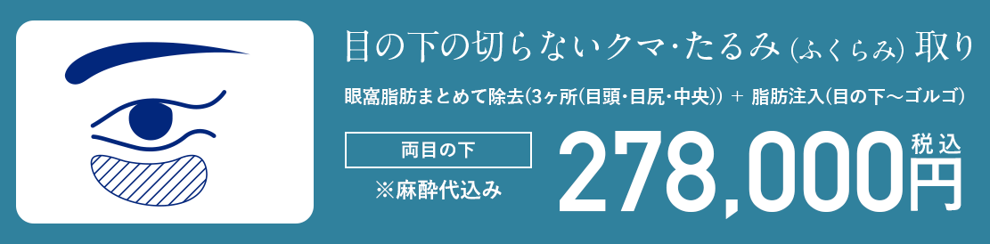 目の下の切らないクマ・たるみ（ふくらみ）取り